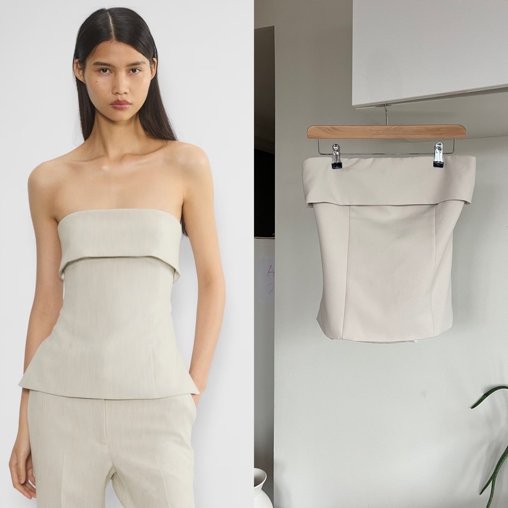 Aritzia Babaton Element Tube Top in Heather Matte Pearl Strapless Tunic Top Sz 6